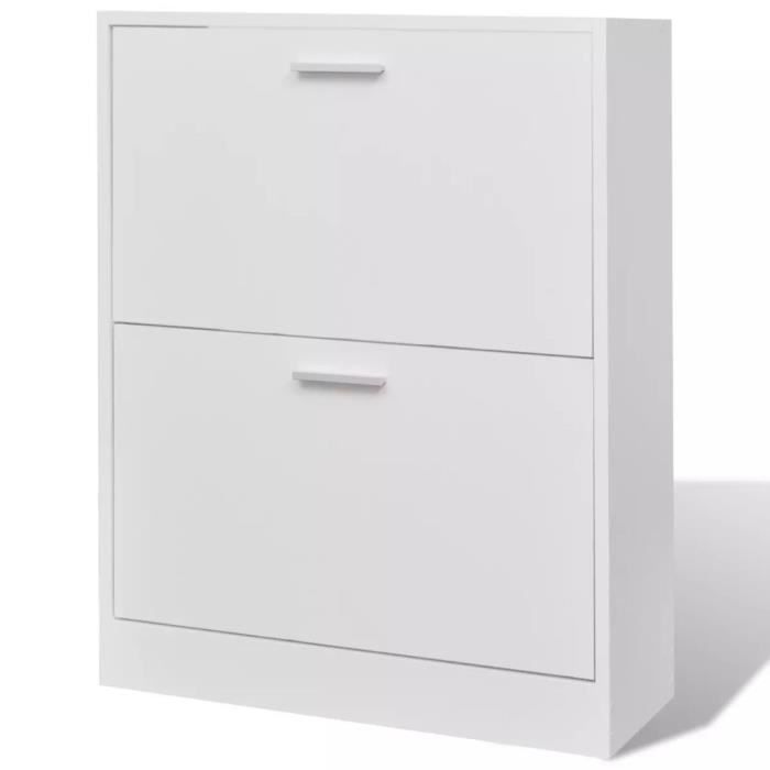 VidaXL Wooden Shoe Cabinet with 2 Compartments White
