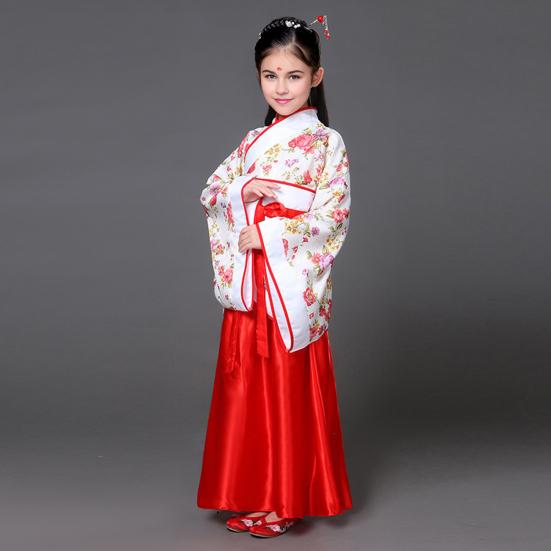 National Costume Tang Dynasty Hanfu for Girls Three-Piece Outfit Top Skirt Belt Traditional Chinese Style Childrens Clothing for New Year Travel