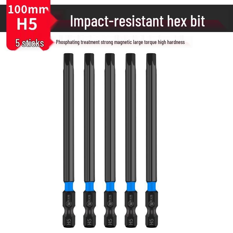 Extended S2 Air Pneumatic Screwdriver Hex Bit Set - Strong Magnetic, Super Hard, Non-slip