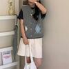 Women's Knitted Vest Spring and Autumn Diamond Grid Knitted Vest Women's Loose Sweater Vest Top