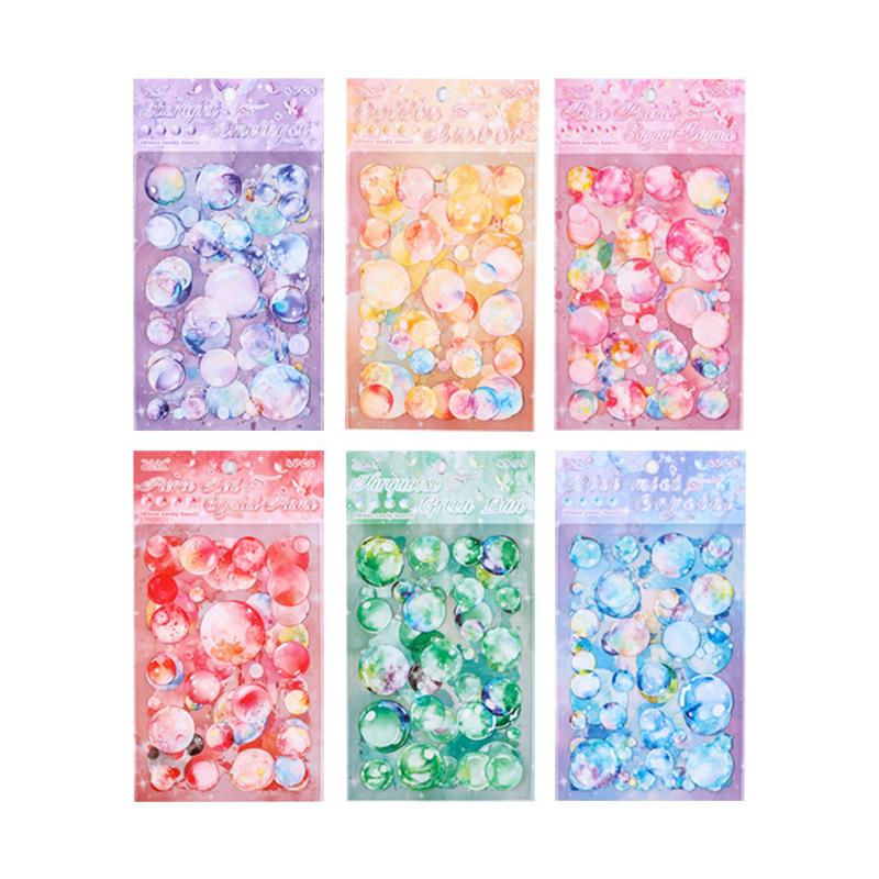 1pack/4Pcs  Colorful Watercolor Bubble Flat Stickers Dreamy Colors Easy Cut Journal Collage Supplies
