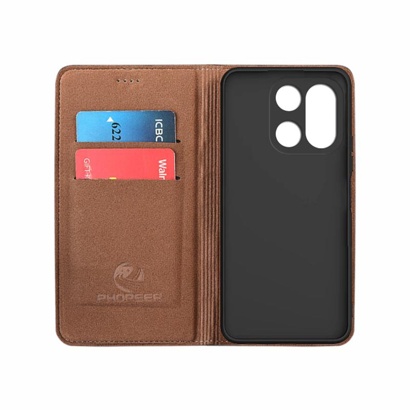 Pentru OnePlus 15 OnePlus15 5G Husă Flip Textură Napa Magnetică Luxos Piele de Vacă Piele Naturală Buzunar Card Portofel Huse