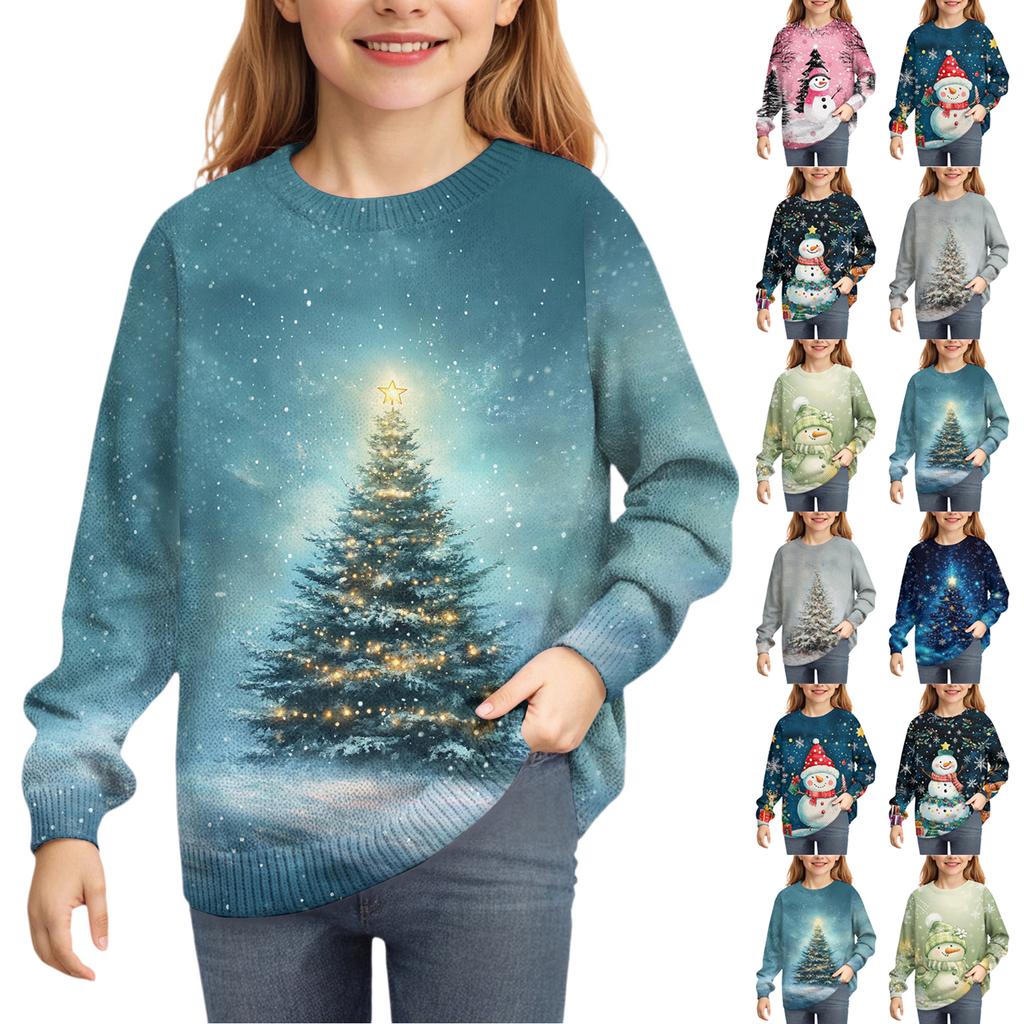 Christmas Day Sweatshirts For Children Boys And Girls Knit Sweater Cute Shirt Fall Crewneck Pullover Tops