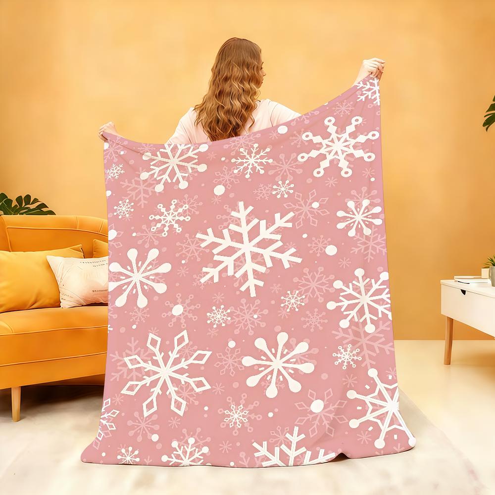 P-Pink S-Snowflake P-Pattern Blanket Soft Throw Blanket for Home Bedroom Bed Sofa Picnic Travel Office Rest Cover Blanket Gift