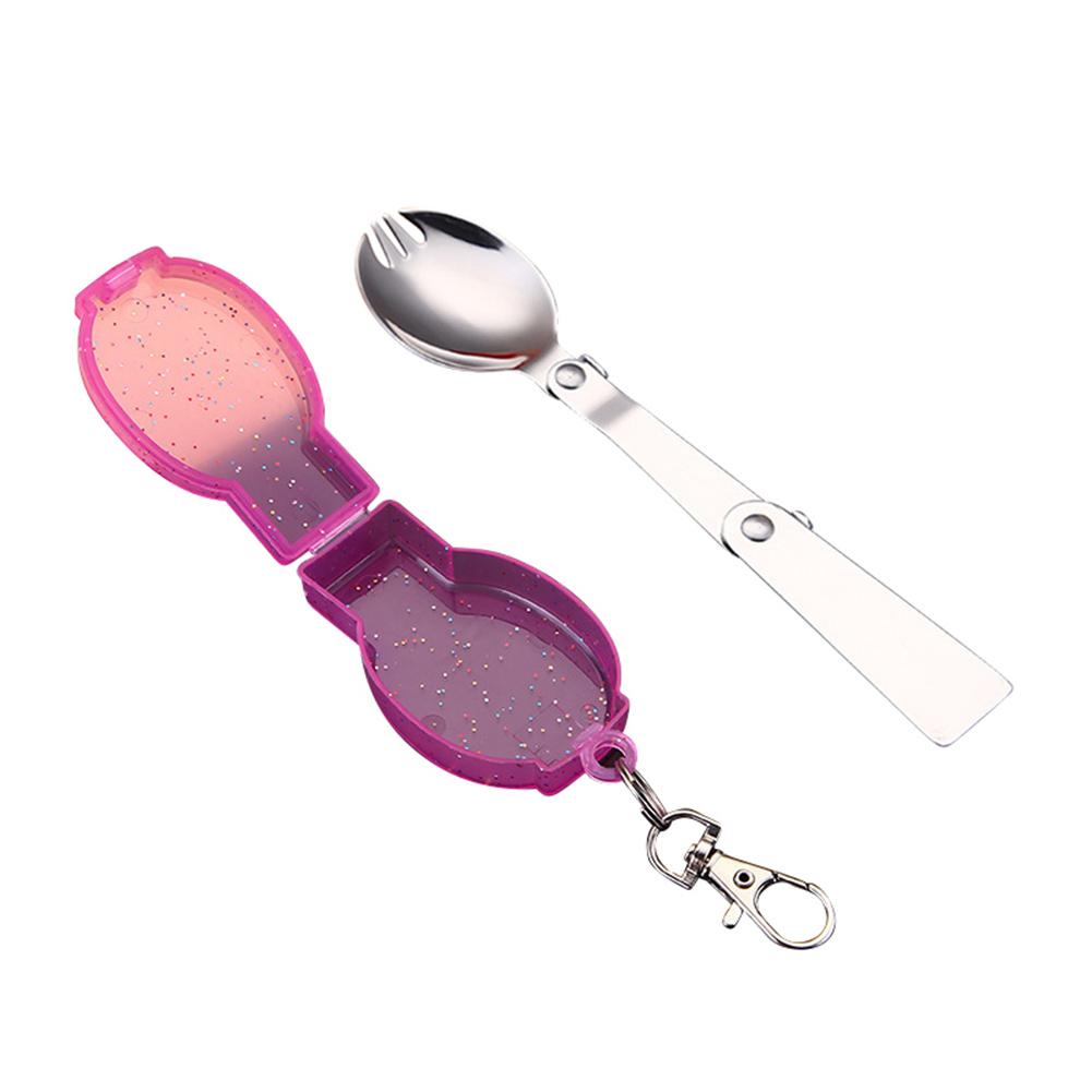 Stainless Steel Foldable Spoon Fork with Carrying Case Spoon and Fork All-in-one for Camping Travel and Other Outdoor Activities