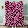 Pink Black Zebra Leopard Patchwork Glitter Fleece Blanket For Glam Bedroom Decor Lightweight Plush Throw Blanket Drape
