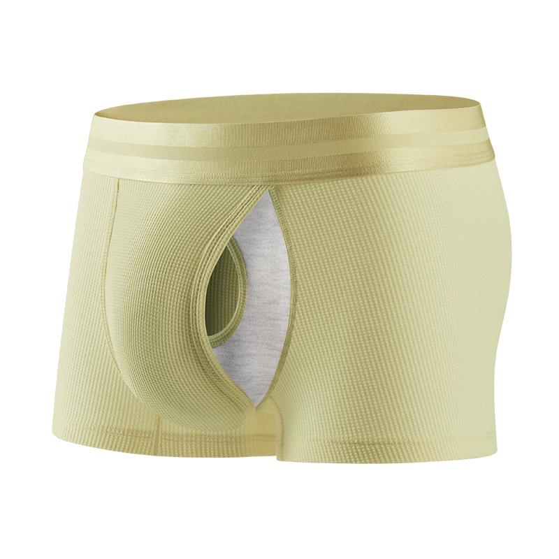 Raumkapsel Herren Waffelbaumwolle Boxershorts: Einfarbige, atmungsaktive, trendige Sportunterwäsche.