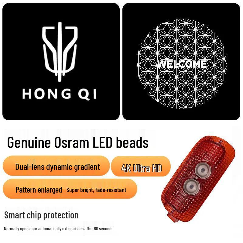 Dynamic Welcome Light for 2023-2025 Hongqi H5/H6/H7 Car Door Projection Interior Decoration