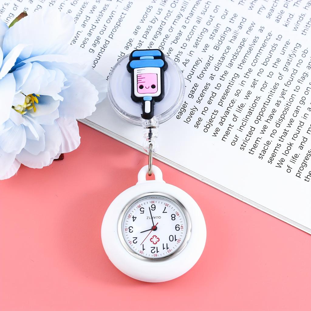 Cartoon Collar Telescopic Nurse Watch Hanging Watch Cute Girl Chest Watch Student Exam Doctor's Pocket Watch Watch