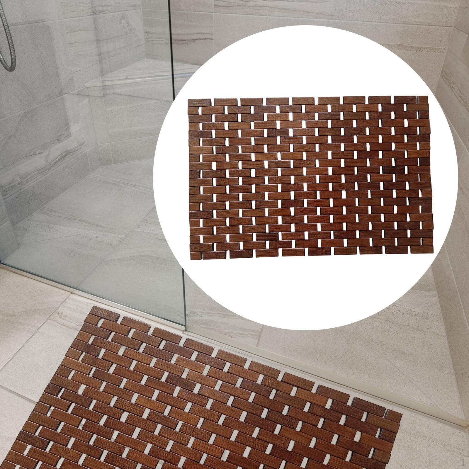 

Бамбуковый коврик для ванной комнаты, коврик для ванной, прочный, многофункциональный, нескользящий, придверный коврик для туалета, коврик для душа для ванных комнат 40x60cm коричневый