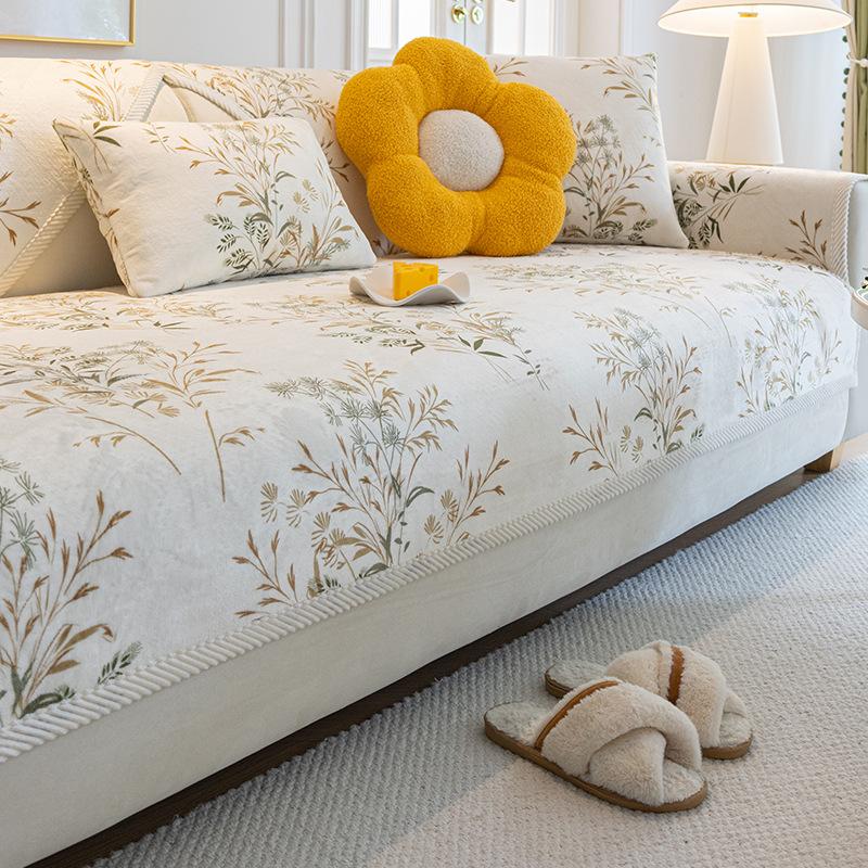 

Winter Milk Fleece Sofa Cushion Simple Modern Winter Plush Seat Cushion Non-Slip Thickened Sofa Cover Cloth Towel 70*70cm