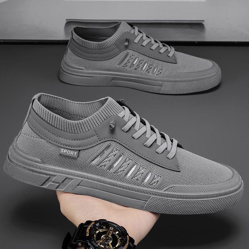 

Летняя мужская обувь, дышащая сетка, тонкие дезодорирующие спортивные туфли, мужские водители, привод, одна педаль, носки, плетеные из мухи, обувь для доски 44