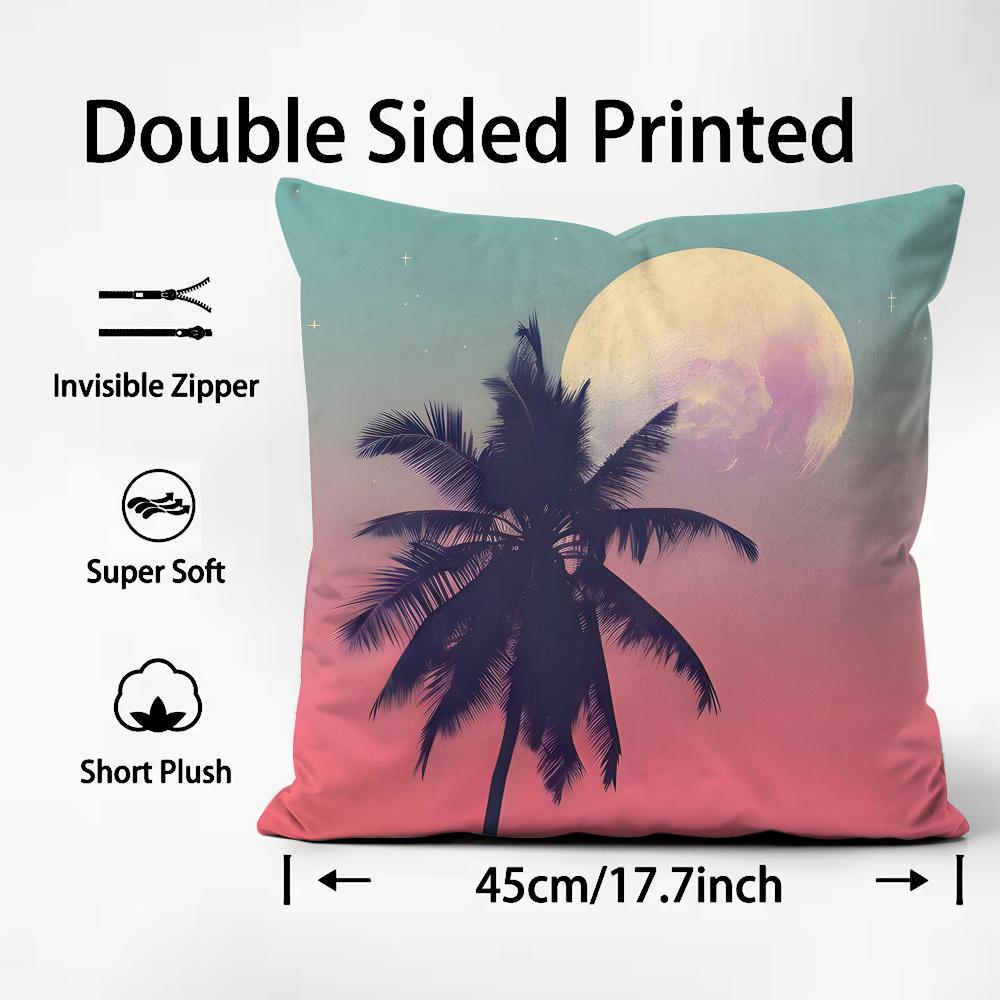 Tropical Scenery INS Cushion Cover Plush Fabric Soft DoubleSided Printed Sofa Warm Winter Home Child Gift Pillow Case