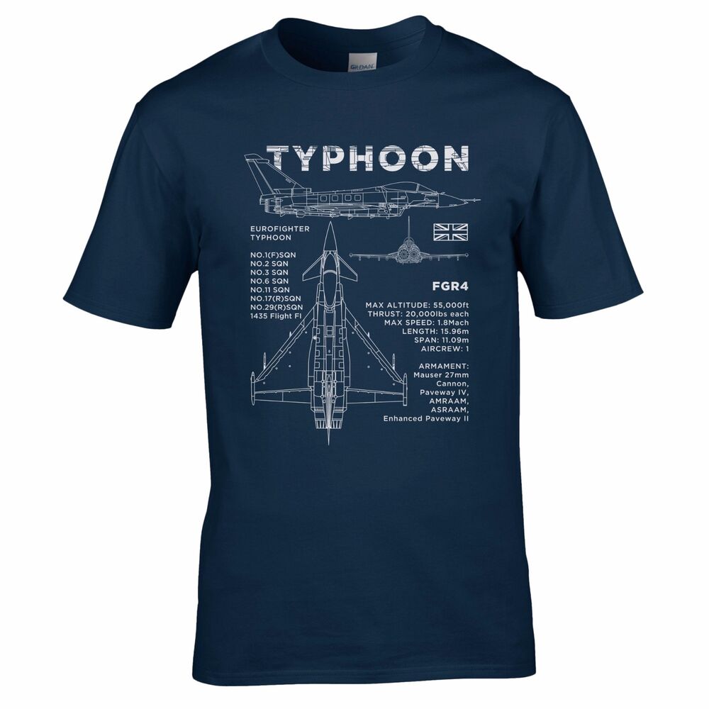 

RAF Eurofighter Typhoon Blueprint TShirt 100 Cotton ONeck Summer Short Sleeve Casual Mens Tshirt Size S3XL 4XL