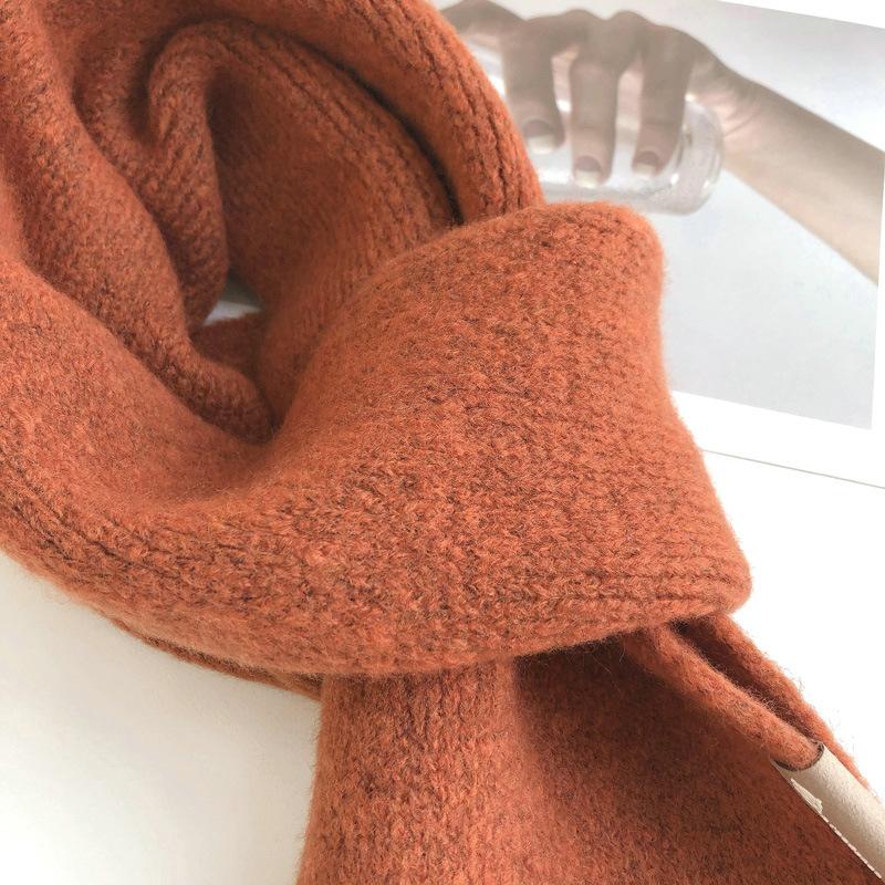 Eșarfă tricotată pentru femei, de culoare solidă, lână, toamnă, iarnă, eșarfe calde, design simplu, șal de cașmir moale îngroșat