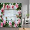 Outdoor Garden Poster Shower Curtain Vintage Window Wall Growing Floral Plants Polyester Fabric Shower Curtains Bathroom Decor