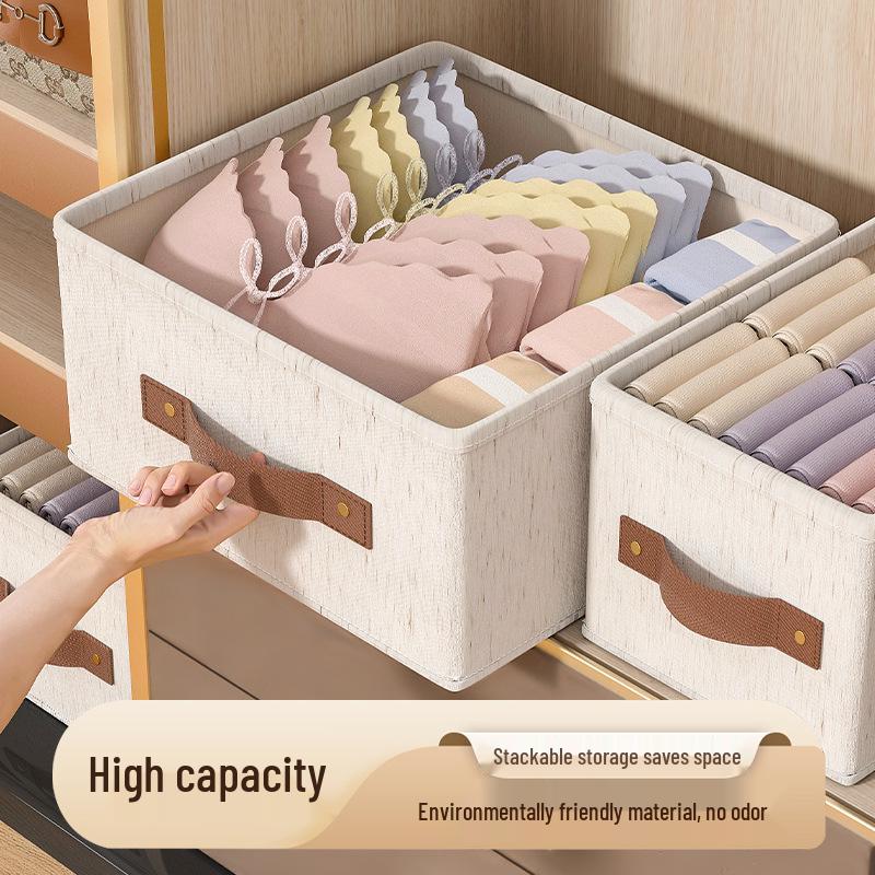 Tianshan Cotton & Linen Sock Box: Foldable, Washable Drawer-Style Wardrobe Organizer