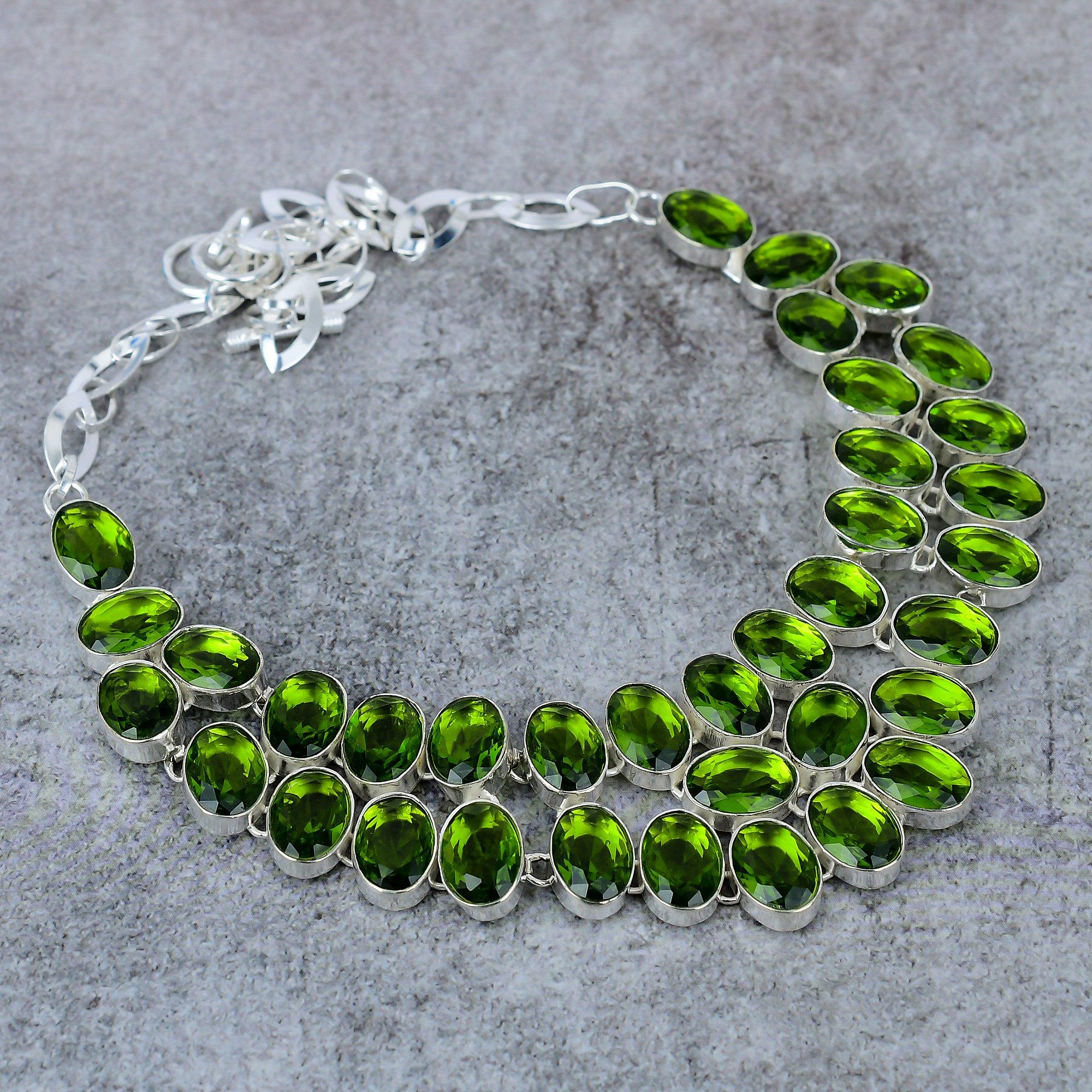 

Peridot Gemstone Handmade 925 Sterling Silver Jewelry Necklace 18 M-330