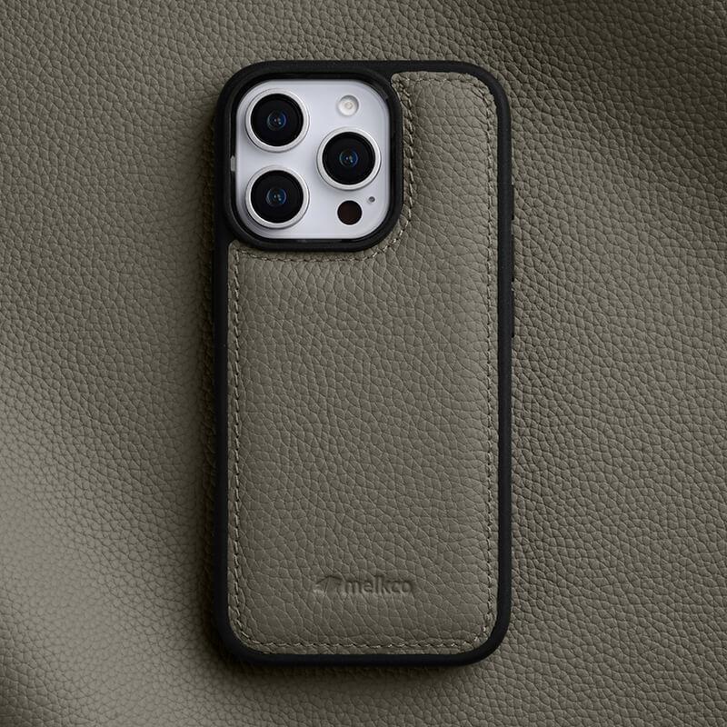 

Melkco Premium Genuine Leather Case for iPhone 16 Pro Max 16 Plus 17 Air Natural Cowhide Skin Soft Edge Protection Phone Cover iPhone 15 Pro Max світло-сірий колір