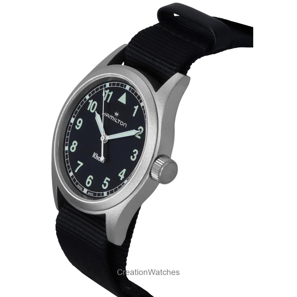 Hamilton Khaki Field Textile Strap Black Dial Quartz H69401430 Unisex Watch
