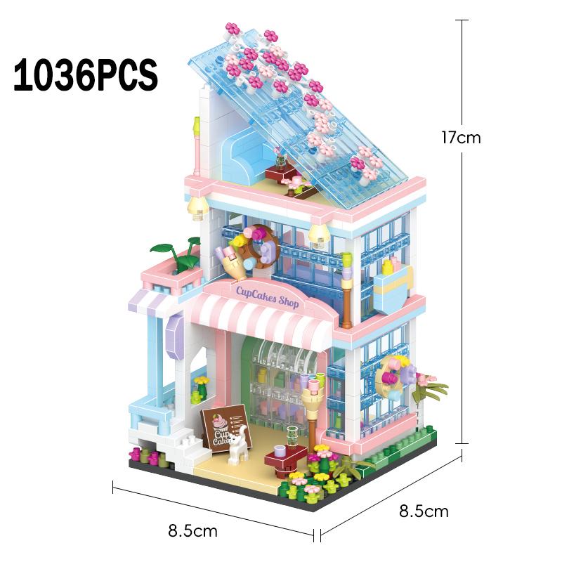 City Street View Series Micro Building Blocks Coffee Shop Particle Block Toys Diy Assembly Games Home Decoration Children Gift