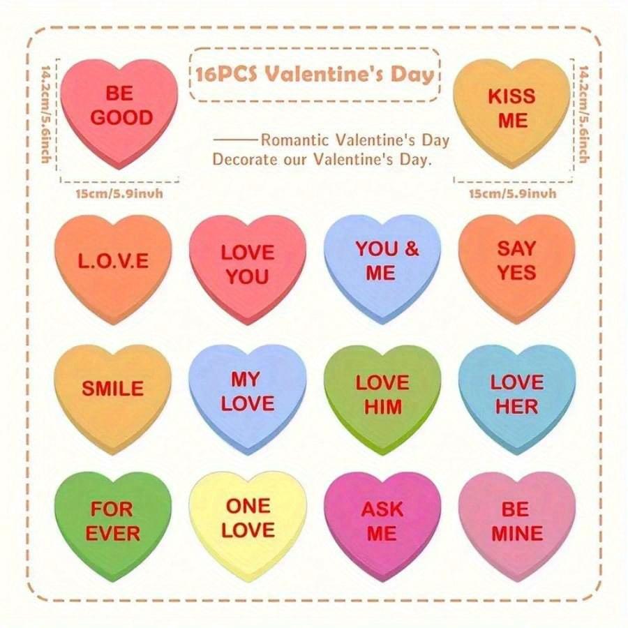 Valentine's Day Heart Banner Garland - Candy-Colored, Pre-Strung with Love Sayings for Anniversary, Wedding & Birthday Decorations