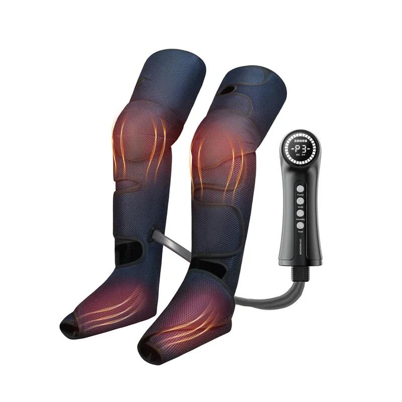 Air Compression Portable Leg Massager With Heat For Foot Calf Thigh Circulation With Portable Handheld Controller