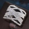 Huitan Luxury CopperColor Cross Rings for Women Sparkling Zirconia Finger Accessories for Daily Party Female Trendy Jewelry