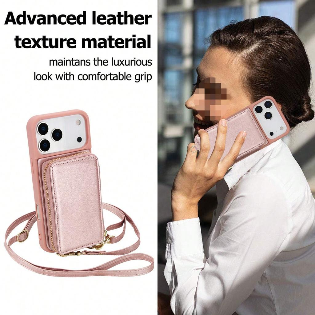 Applicable IPhone17Air Mobile Phone Case Crossbody Apple 17Pro Max Multi-function Mobile Phone Leather Case Zipper Bag