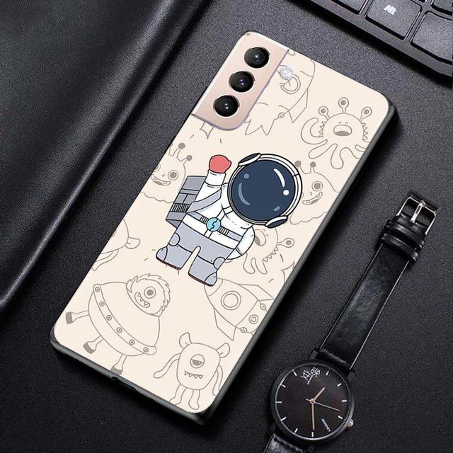 Phone Case For Samsung Galaxy S21 S20 Ultra S10 Plus Lite S21 S20 Fe 5g S10e S9 S8 S7 Edge Shell Fundas Cute Cartoon Astronaut