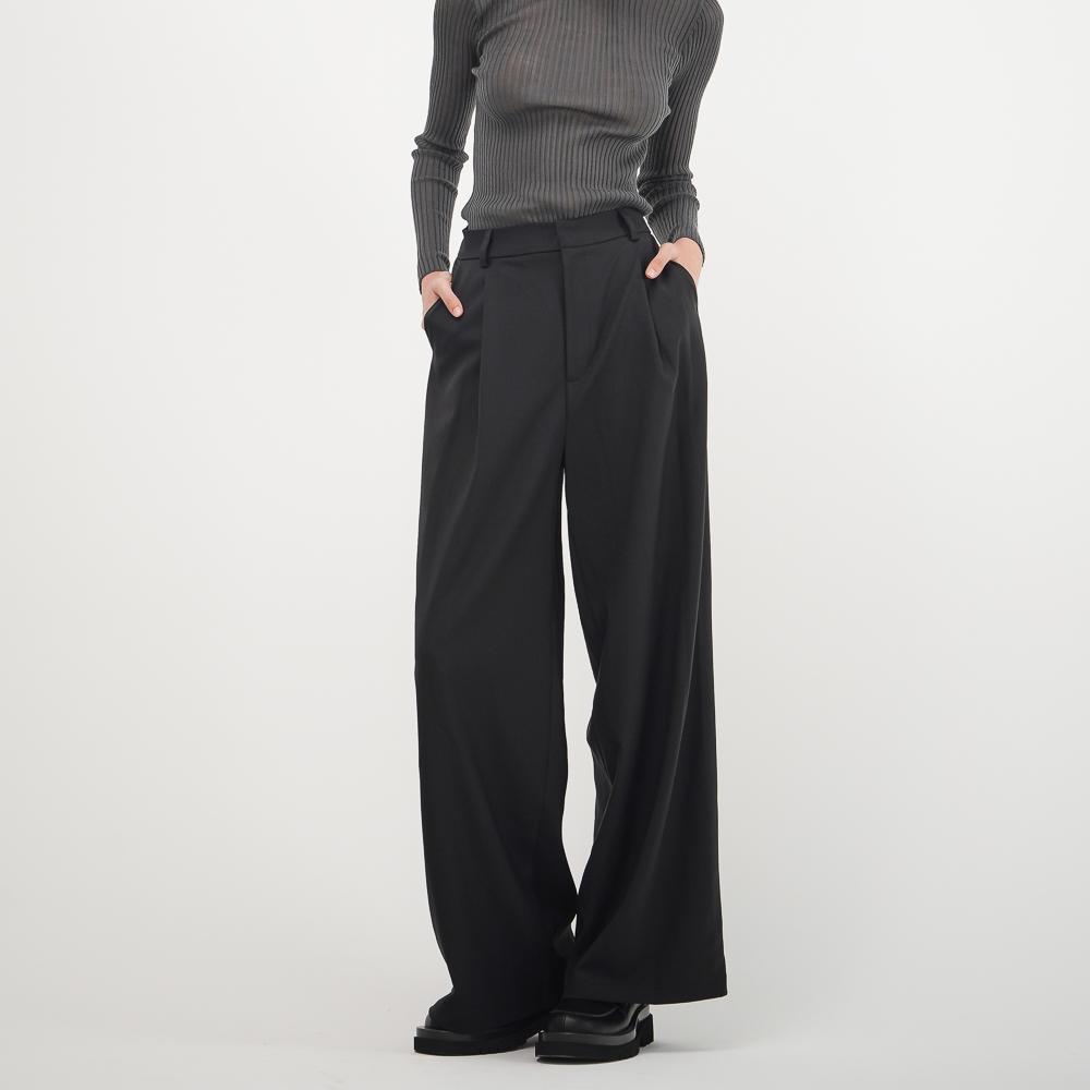 ACUD Pintuck Wide Fit Slacks_Black