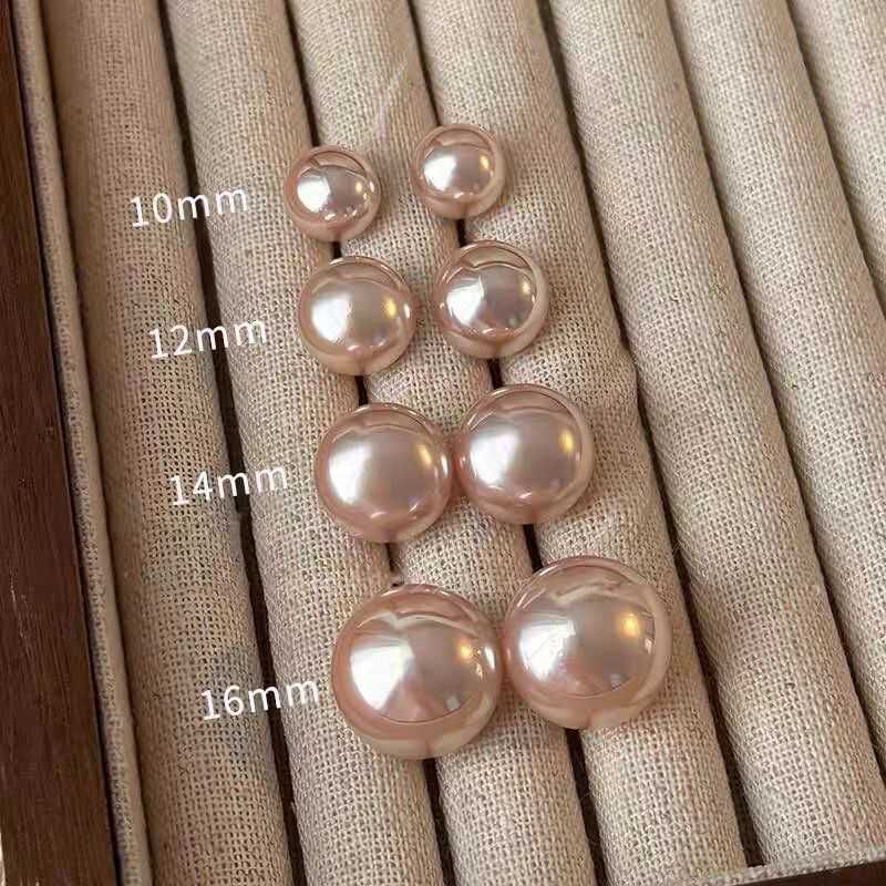 

Pink Flat round Steamed Bread Pearl Stud Earrings Female 925 Silver Needle Light Luxury Temperament Earrings 2024 New Arrival Niche Ear Jewelry Pink oblate pearls 10+16 [each pair]]