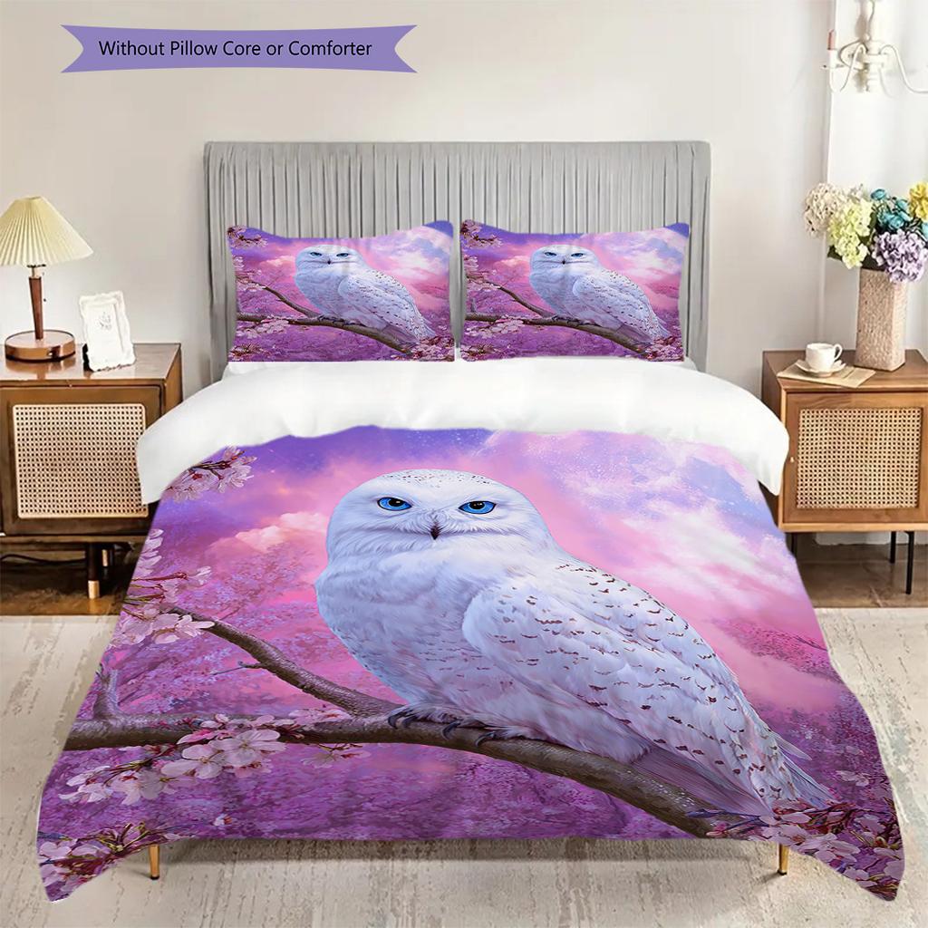 Owl Pattern Bedding Quilt Set Quilt Cover Pillowcase Home Decoration Birthday Gift (1 * duvet cover + 2 * pillowcase, without core)