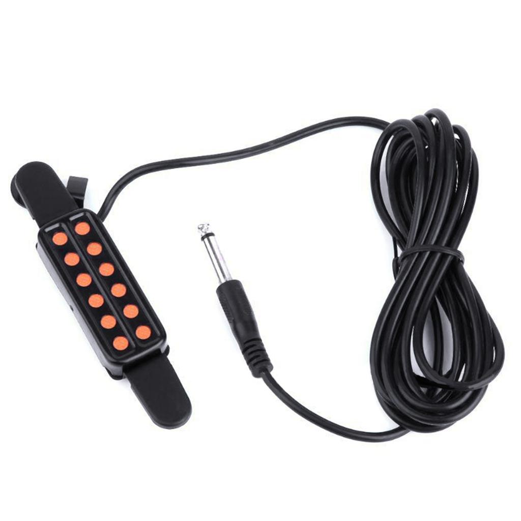 12 Hole Guitar Pickup Magnetic Transducer Acoustic Guitar Sound Hole Pickup With 6.35MM Plug Audio Cable Guitar Parts