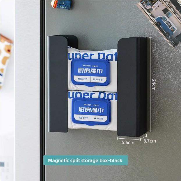 

Магнитная коробка для салфеток Кухонная коробка для хранения влажных салфеток Раздельная настенная полка для хранения влажных салфеток на холодильник Бумажная коробка Держатель для салфеток 1PCS чёрный