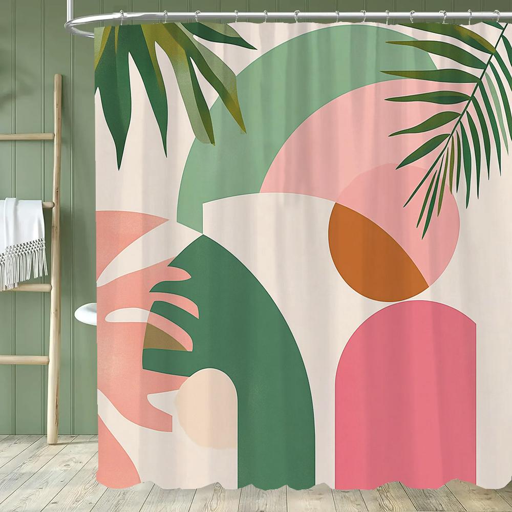 

1 pc Green Plants, Leaves and Flowers Shower Curtains With Hooks Bathroom Curtains Printing Shower Curtain Home Decor Curtain 90x180cm-35x70in
