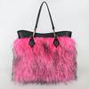 Bolso de Hombro de Felpa Imitación Piel para Mujer, Color Contrastante, Portátil, Gran Capacidad, Bolso de Moda Europeo y Americano, Explosión de Verano
