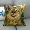Lovely Cat Sleeping In The Garden Colorful Pillowcase Funny Animal Linen Cushion Cover Home Decor Seat Throw Pillow Covers