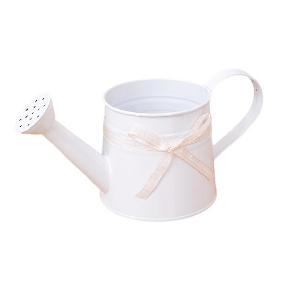 1L Mini-Gießkanne mit Schleifenverzierung Vintage Ergonomischer Griff Robuster Metall-Innen-Außen-Gartenpflanzen Blumen-Gießkanne
