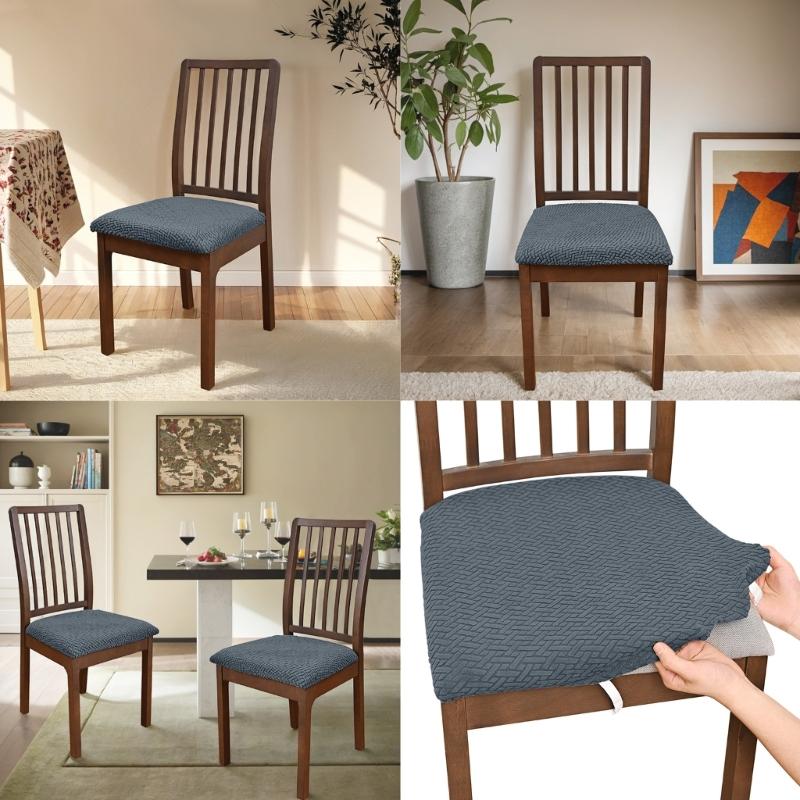 Stretch Dining Chair Seats Cover Striped Grid Elastic Upholstered Chairs Cushions Slipcover AntiDirty Protectors Removable