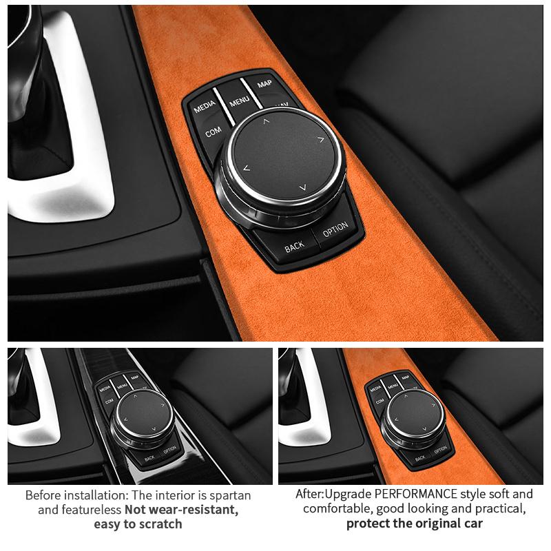 For BMW 3 Series F30 F31 F34 F35 3GT Car Multimedia Switch Knob Panel Trim Frame Sticker Made of Alcantara Interior Accessories LNYCP1