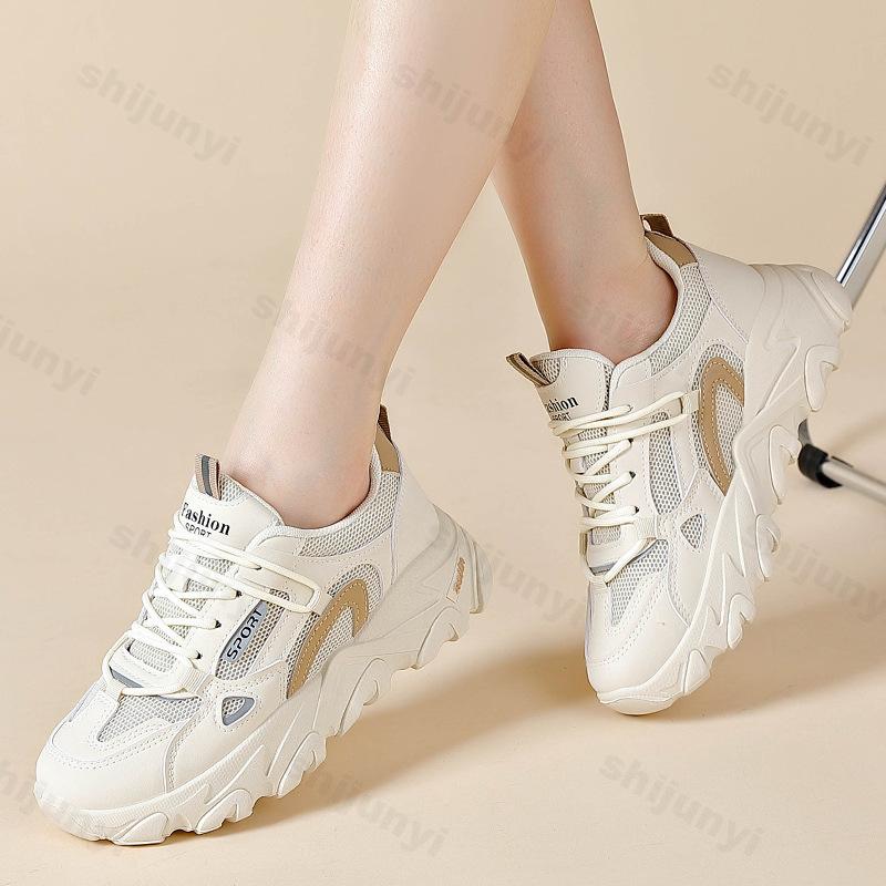 Fashion Autumn Chunky Wedge Platform Women's Sneakers Pu Thick Bottom Vulcanized Shoes Women Lace Up Casual Dad Shoes Zapatillas Mujer