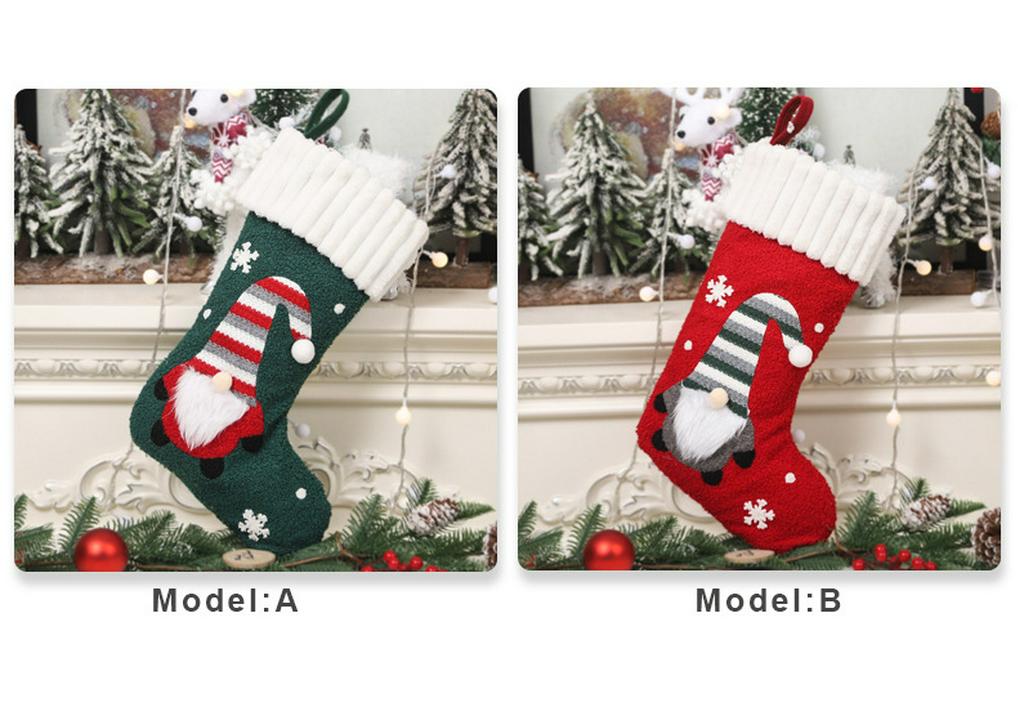Faceless Forest Man Doll Christmas Stocking Teddy Applique Gift Bag