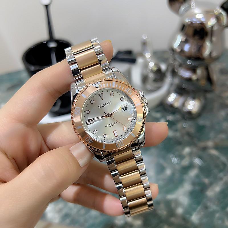 Fashion Large Dial Personalized Watch Women'S Watch Tape Stainless Steel Strap Trend Temperament Neutral Watch Green