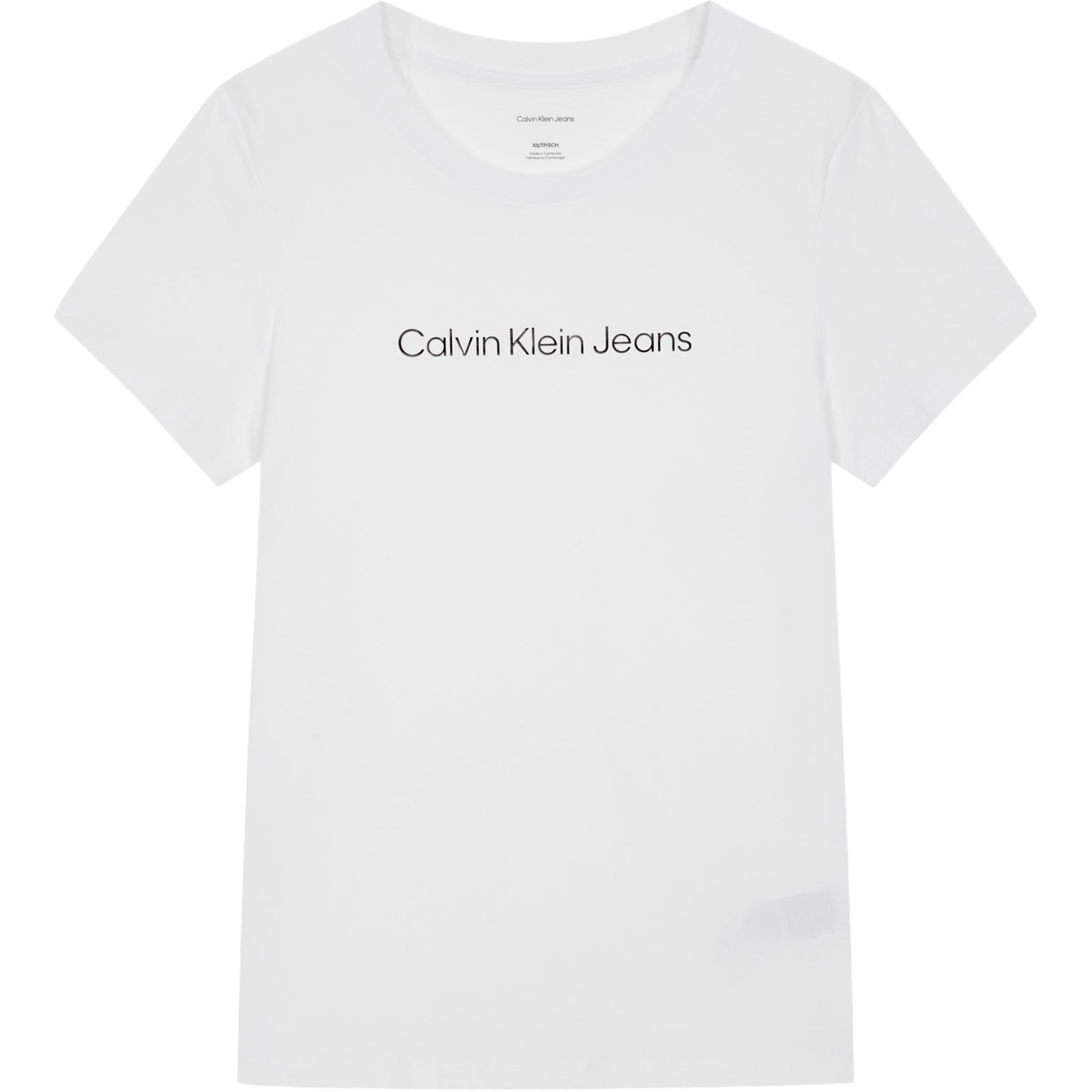 

Calvin Klein Logo Slim Fit Crew Neck T-Shirt Women Tops White 47AB803-YAA M
