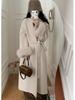 2024 Women's High-End Double-Faced Cashmere and Wool Coat with Fox Fur Sleeves