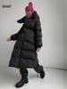 Winter Warmer Damen Oversize Langer Daunenmantel Maxijacke mit Abnehmbarer Kapuze Durchgehender Reißverschluss Gepolstert Langarm