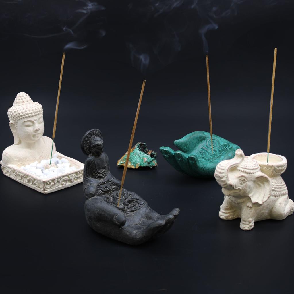 Incense Burner Buddha and Hand Black