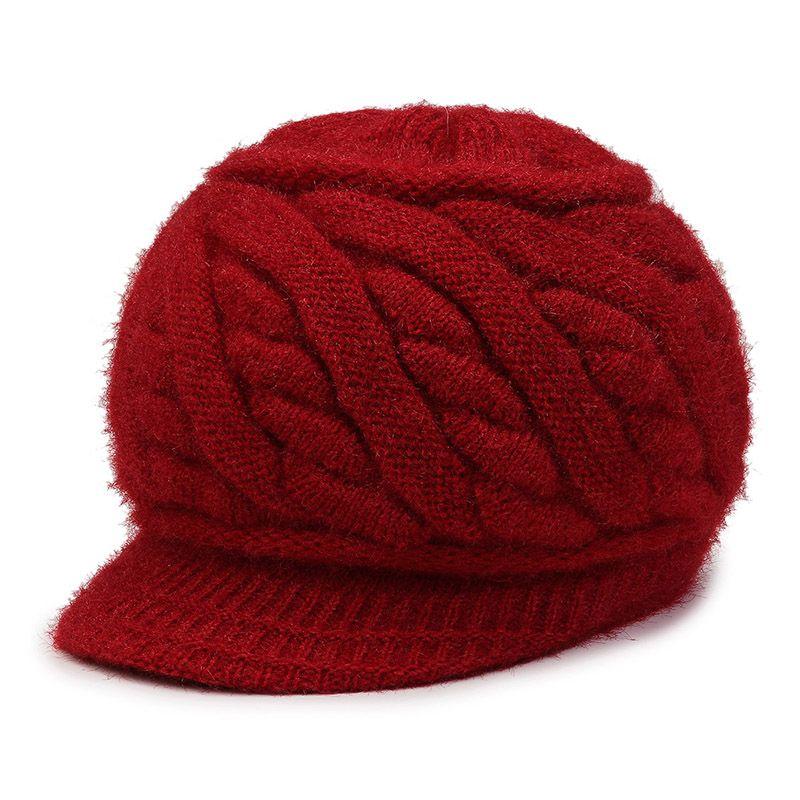 Hüte für Frauen mittleren und höheren Alters Doppellagige Thermowollmützen ohne Futter Verdickte gestrickte Fleecefuttermützen