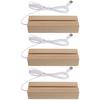 KESYOO Wooden LED Light Base, Set of 3, Made of Beech Wood, 6-inch, Lighting Stand, Base, USB Compatible, Home Use, Display Light Stand